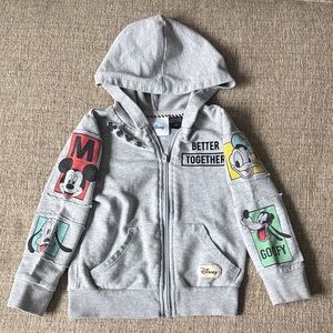 Disney Kids Gray Hoodie with Mickey, Donald, Goofy, and Pluto- size 2T